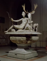 Diana gemonteerd op een hert
